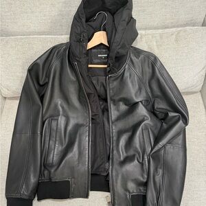 Dsquared2 Lambskin Leather Jacket with Hood